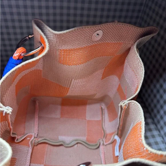 Women’s Orange & Cream Color Block Tote Bag - Picture 6 of 7